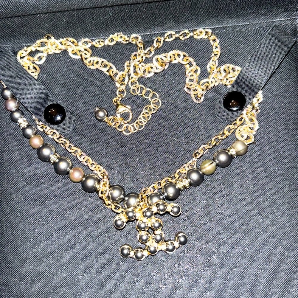 Chanel w/ Coco Chanel Logo double strand Necklace